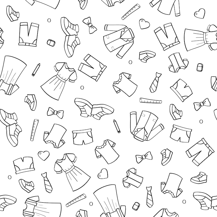 Hand getrokken doodle naadloos patroon met kinderachtige kleding