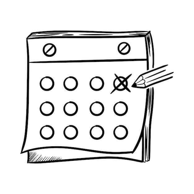 Hand getrokken doodle opvouwbare kalender met cartoon kunststijl vector geïsoleerd