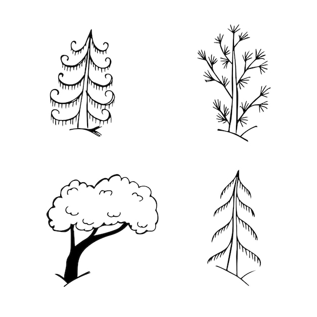 Hand getrokken doodle schets bomen