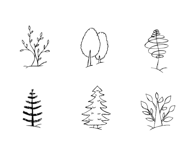 Hand getrokken doodle schets bomen