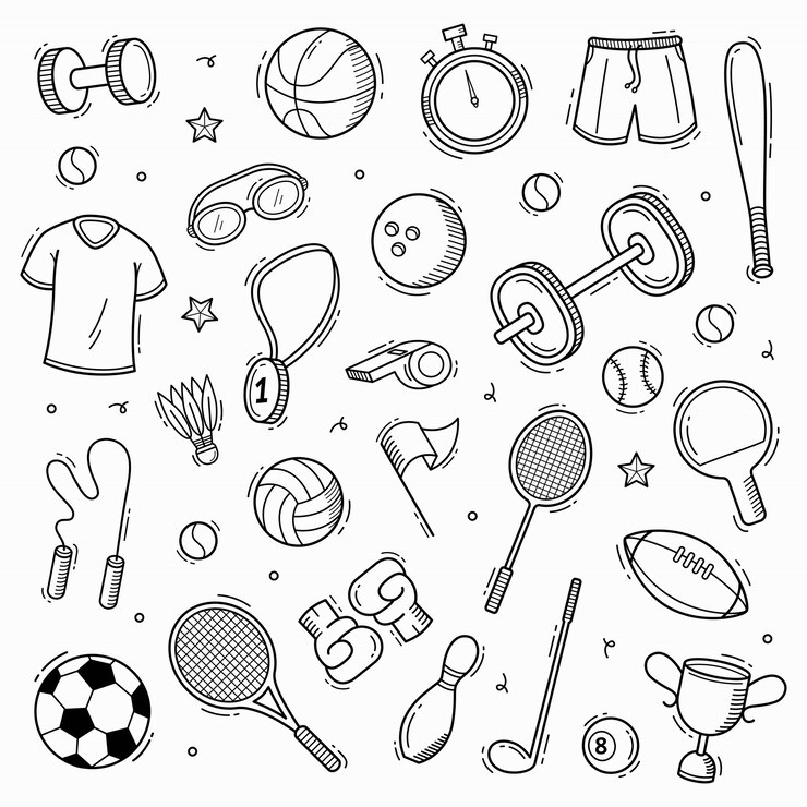 Hand getrokken doodle sport collectie