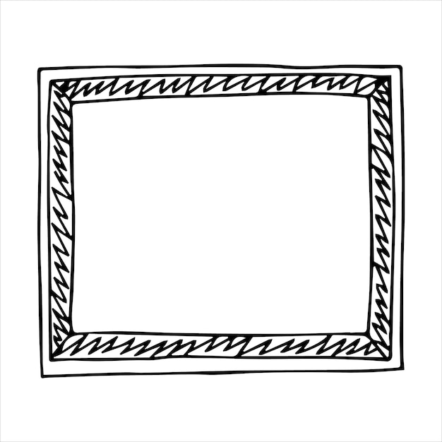 Hand getrokken doodle stijl rechthoekig frame Zwart-wit vectorillustratie