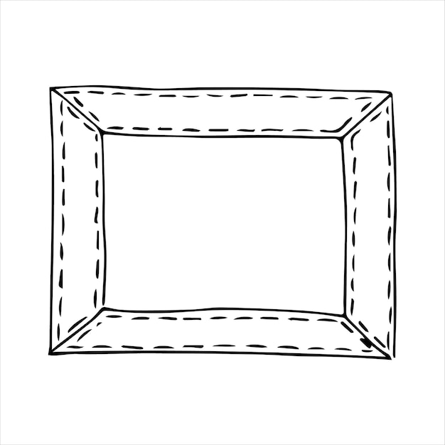 Hand getrokken doodle stijl rechthoekig frame Zwart-wit vectorillustratie