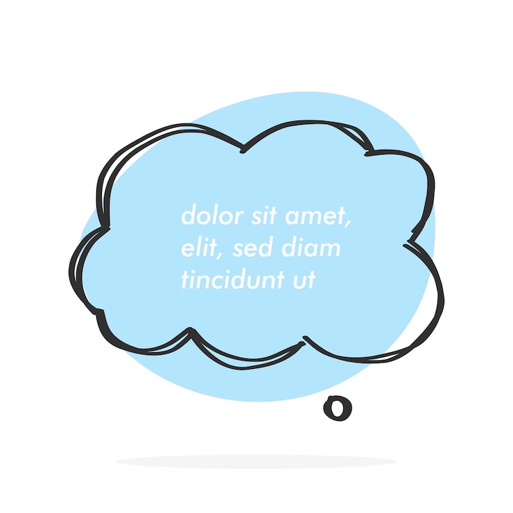 Vector hand getrokken doodle tekstballonnen set met accentuering gevuld met penseelstreken en abstracte trendy vorm