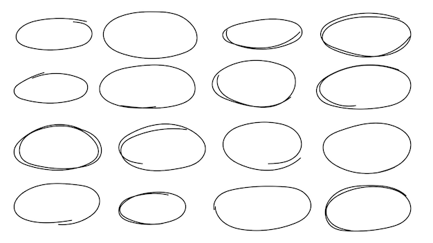 Hand getrokken ellipsframes ingesteld