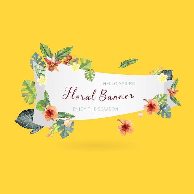 Vector hand getrokken floral banner