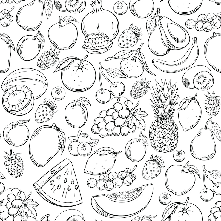 Vector hand getrokken fruit naadloos patroon.