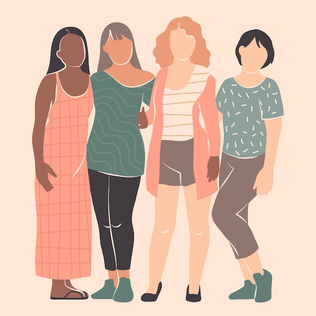 Vector hand getrokken groep vrouwen illustratie