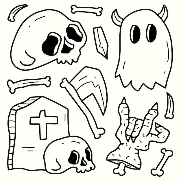 hand getrokken halloween doodle cartoon afbeelding kleuren ontwerp