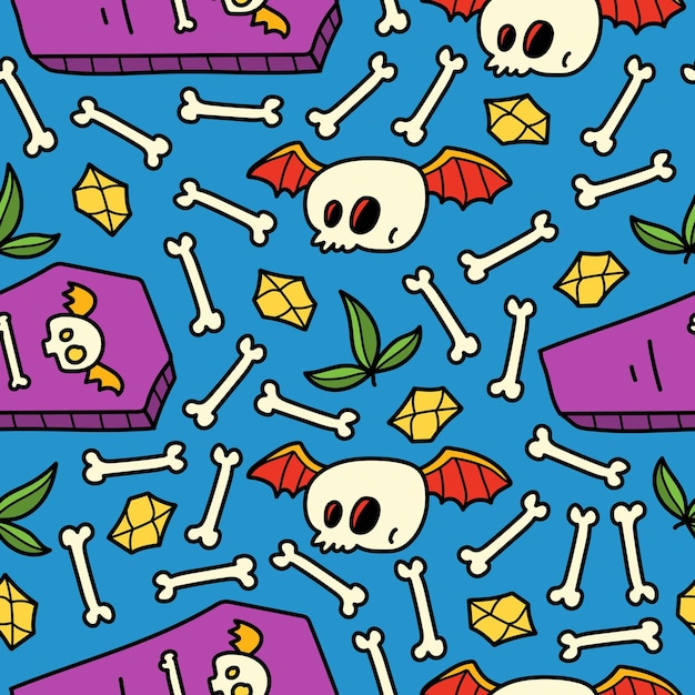 hand getrokken halloween doodle cartoon patroon ontwerp