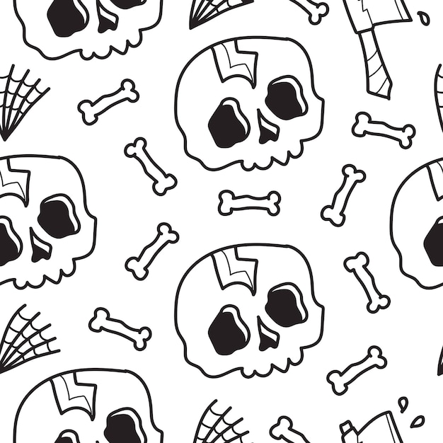 Hand getrokken halloween doodle cartoon patroon ontwerp