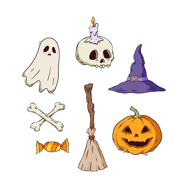 Hand getrokken Halloween elementen collectie