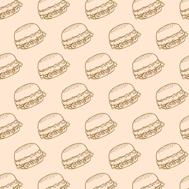 Hand getrokken hamburger vectorillustratie met doodle style