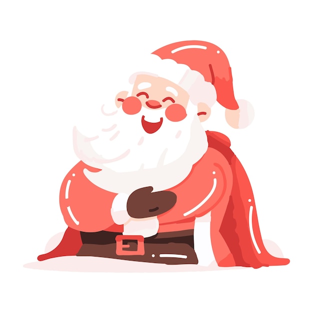Hand getrokken Happy Santa karakter in vlakke stijl