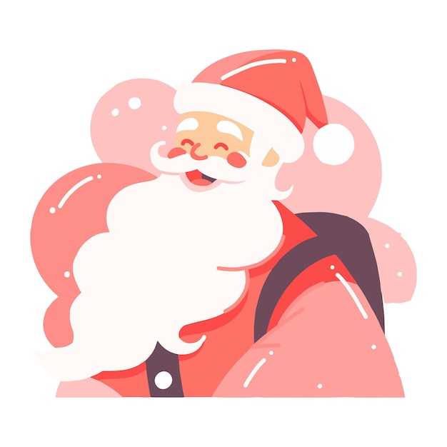 Hand getrokken Happy Santa karakter in vlakke stijl