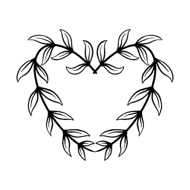 Vector hand getrokken hart blad doodle illustratie voor tattoo stickers poster etc