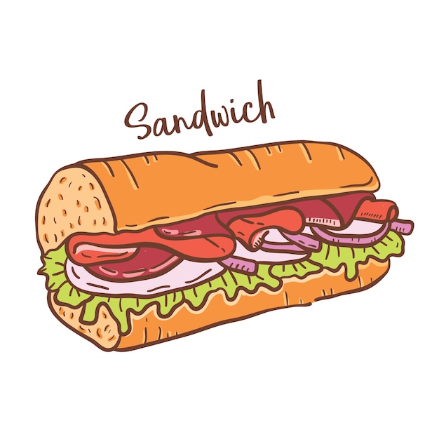 Hand getrokken illustratie van Sandwich.