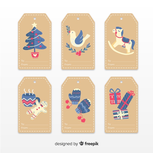 Hand getrokken kerst badge collectie