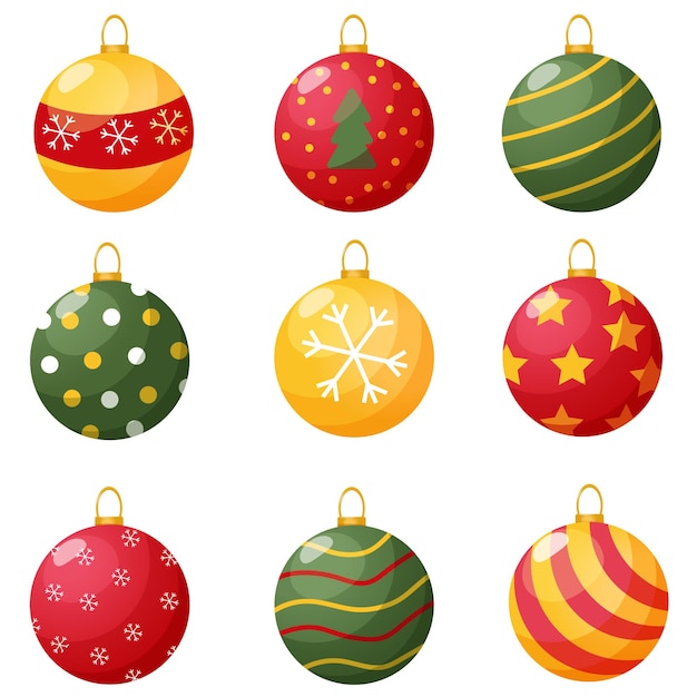 Hand getrokken kerst bal ornamenten collectie