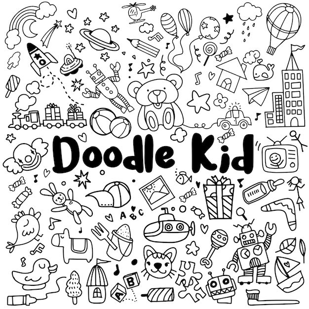 hand getrokken kinderen doodle set