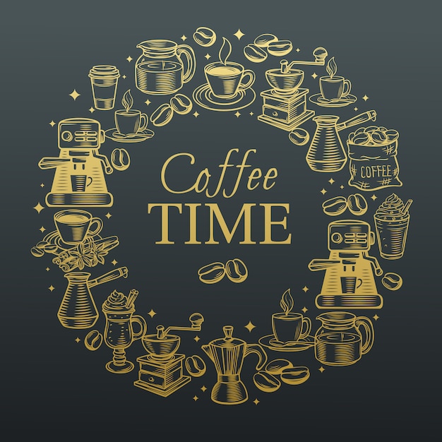 Hand getrokken koffie icon set