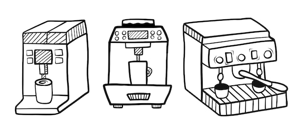 Hand getrokken koffiemachine set