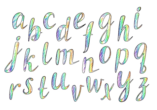 Hand getrokken komische regenboog lettertype