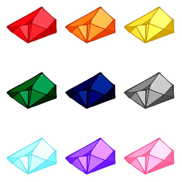 Hand getrokken kristallen set geometrische edelstenen diamanten vector illustratie Scherf van glas clipart