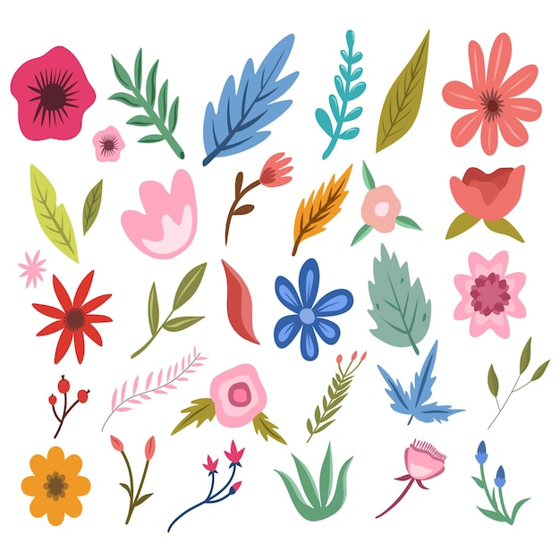 hand getrokken lente botanische bloem bloemen illustratie premium vector