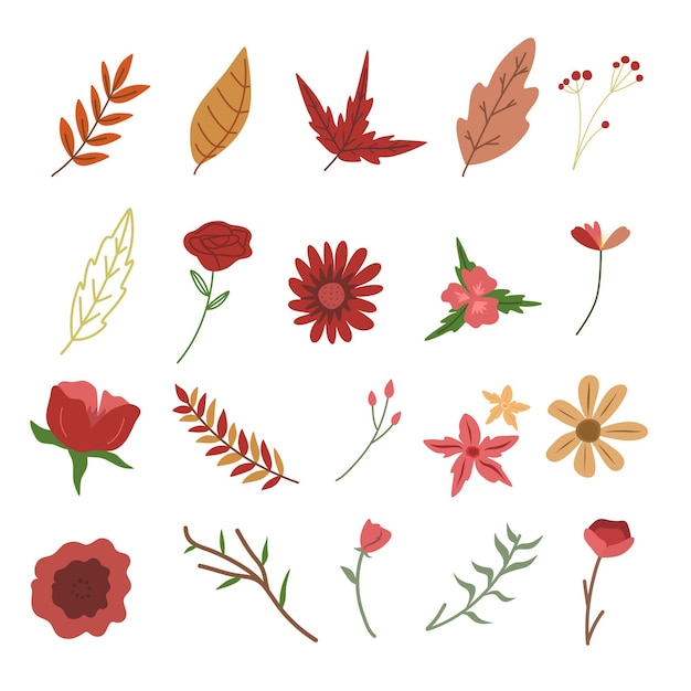 Vector hand getrokken lente botanische bloem bloemen illustratie premium vector