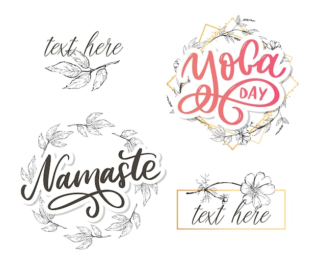 Hand getrokken namaste. Hand getekende letters. Yoga belettering.