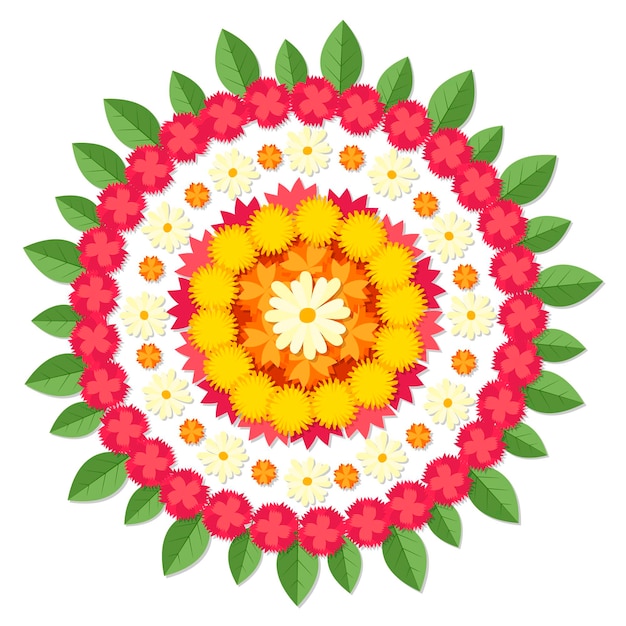 Vector hand getrokken onam bloemendecoratie