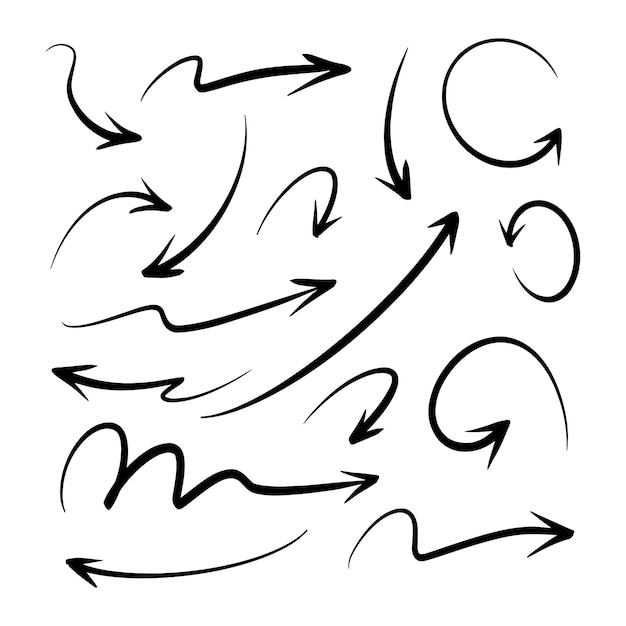 Hand getrokken pijl set Doodle vector illustratie eps 10