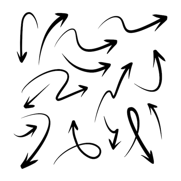 Hand getrokken pijl set Doodle vector illustratie eps 10