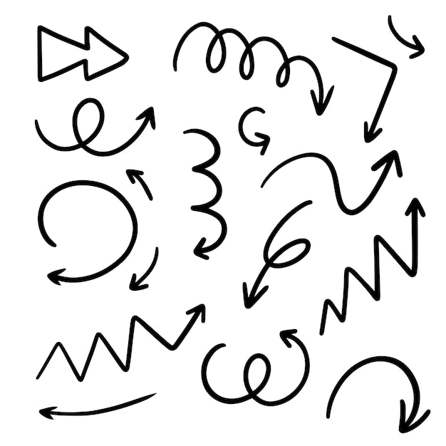 Hand getrokken pijl vector set