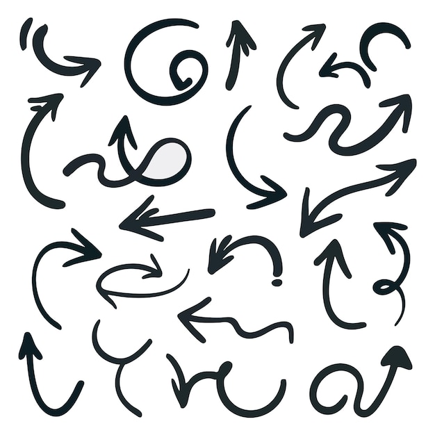 Hand getrokken pijlen collectie in doodle stijl
