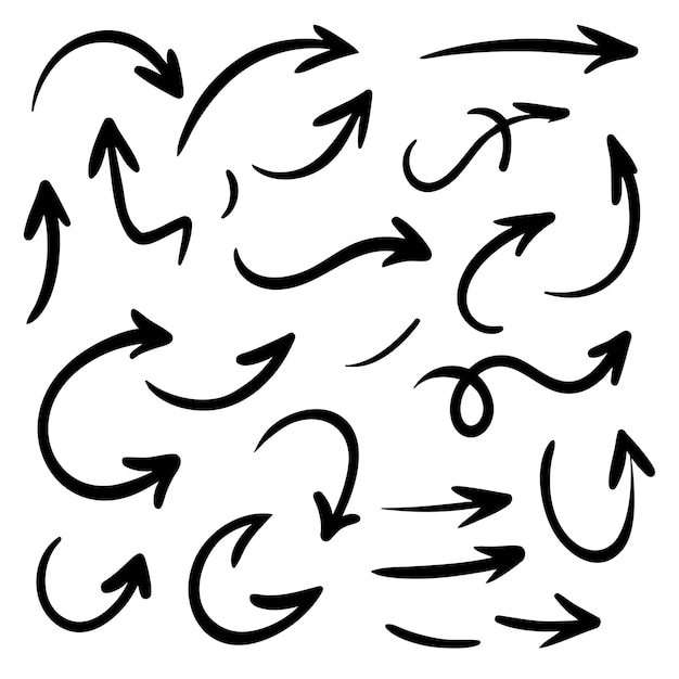 Hand getrokken pijlen collectie in doodle stijl