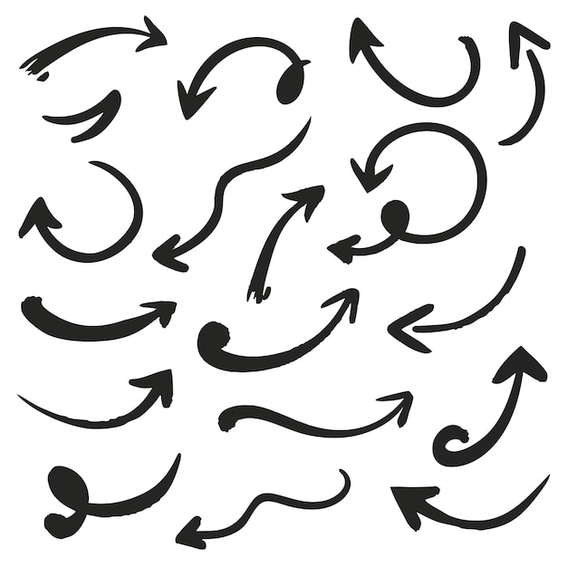 Hand getrokken pijlen collectie in doodle stijl