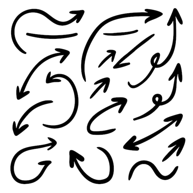 Hand getrokken pijlen collectie in doodle stijl