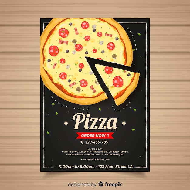 Hand getrokken pizza brochure sjabloon