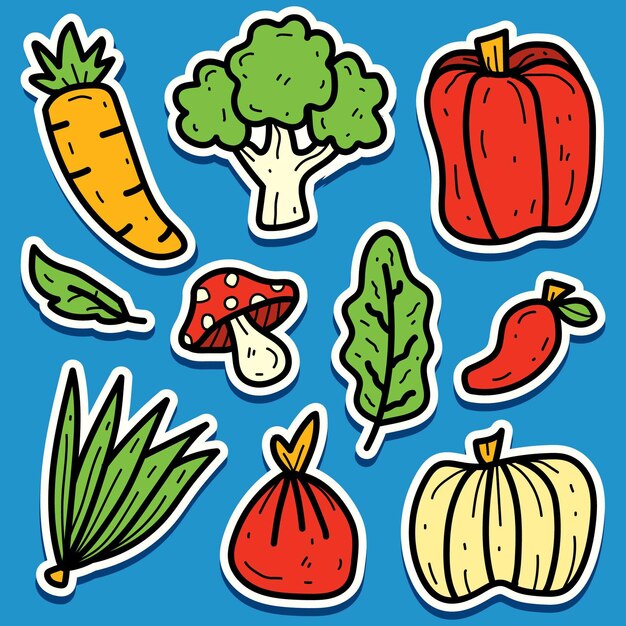 Hand getrokken plantaardige doodle sticker ontwerp