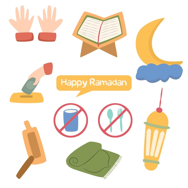 Hand getrokken ramadan illustraties set