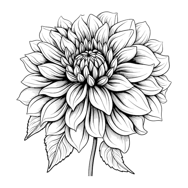 Hand getrokken schets Dahlia bloem illustratie