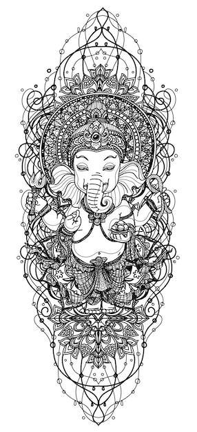 Hand getrokken schets Ganesh Chaturthi zwart-wit