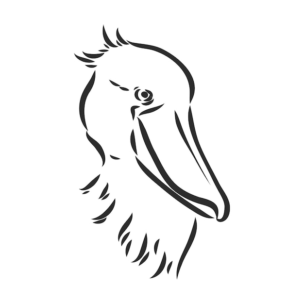 Hand getrokken schets stijl shoebill. vectorillustratie geïsoleerd op een witte achtergrond.