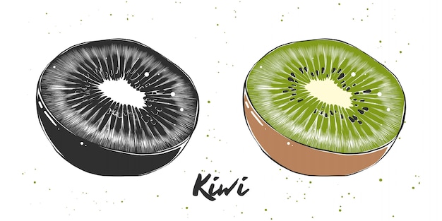 Hand getrokken schets van kiwi