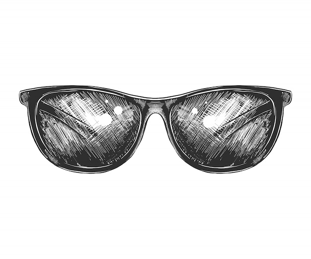 Hand getrokken schets van zonnebril in zwart-wit