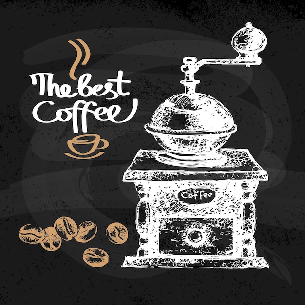 Hand getrokken schets vintage koffie achtergrond. vector illustratie. menu-ontwerp voor café en restaurant