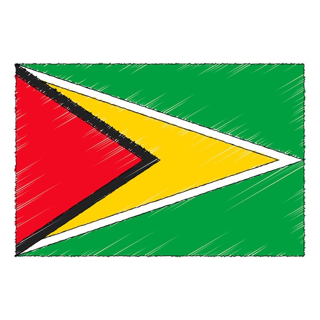 Hand getrokken schets vlag van Guyana. doodle stijl vector pictogram