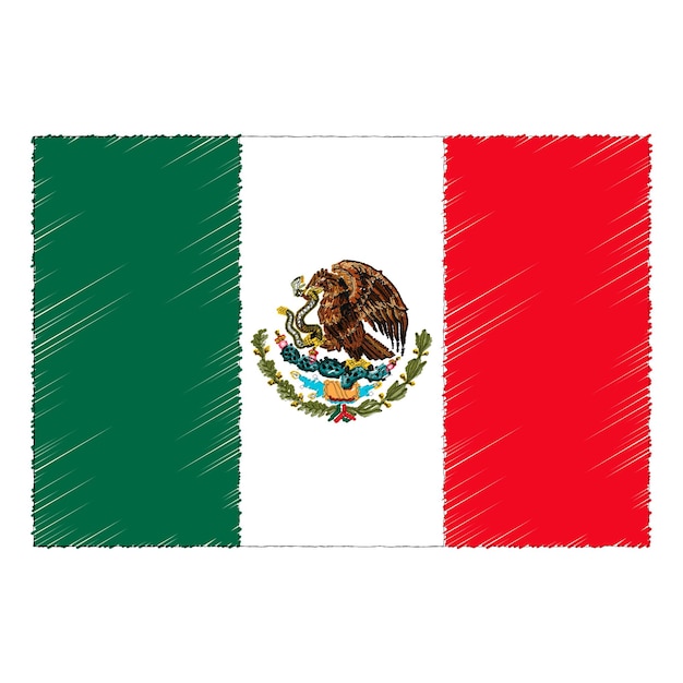 Vector hand getrokken schets vlag van mexico. doodle stijl vector icoon